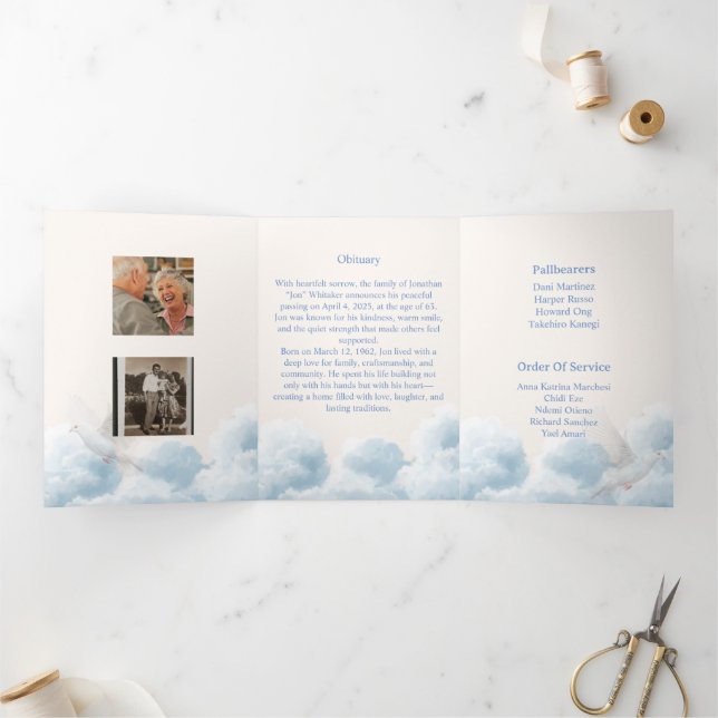 Plantilla de Funeral Trifold Memorial (Interior)