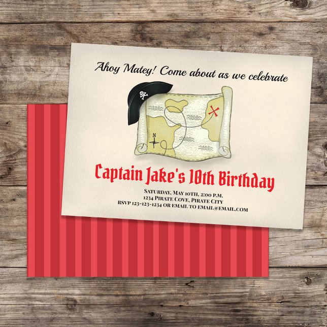 Plantilla de Guay pirata Fiesta de cumpleaños para (Pirate birthday party invitaitons)