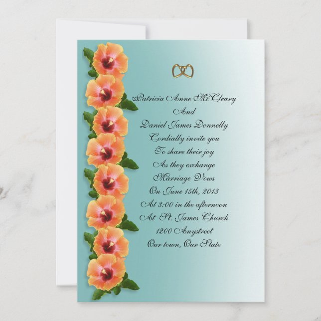 Plantilla de Hibiscus para invitación (Anverso)