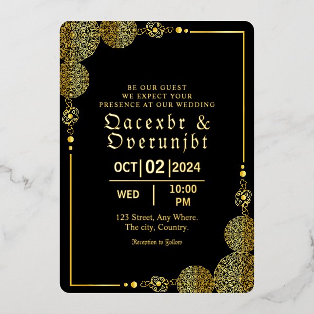 Plantilla de Hoja de Oro de Invitación de Lujo (Anverso)