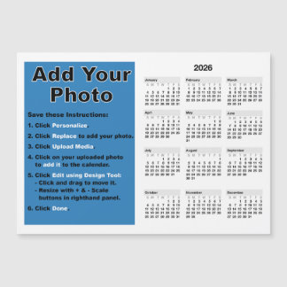Plantilla de imán de calendario mini 5x7 con tu fo