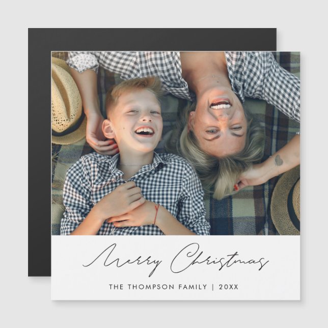 Plantilla de imán fotográfico de Navidades persona (Anverso/Reverso)