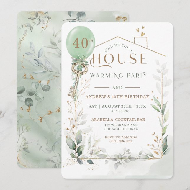Plantilla de inauguración de casa y cumpleaños (Anverso / Reverso)