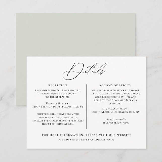 Plantilla de información de detalles del boda (Anverso / Reverso)