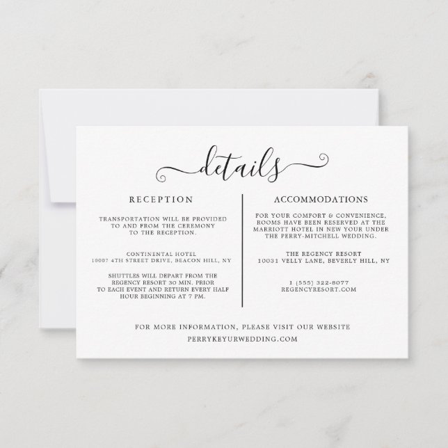 Plantilla de información de detalles del boda (Anverso)