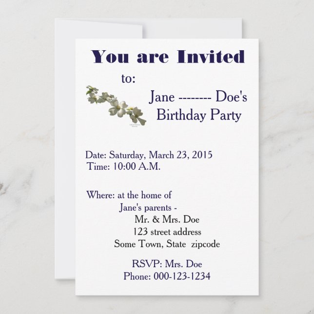 Plantilla de invitación (Anverso)