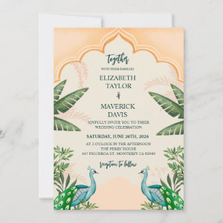 Plantilla de invitación a acuarela boda