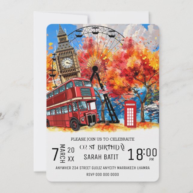 PLANTILLA de invitación a acuarela de Nueva Inglat (Anverso)