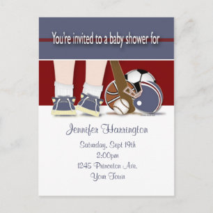 Plantilla de invitación a Baby Shower All Sports