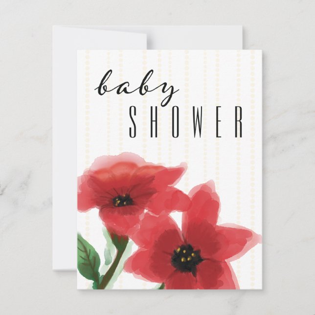 Plantilla de invitación a Baby Shower con flores e (Anverso)
