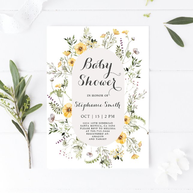 Plantilla de invitación a Baby Shower con flores s (Subido por el creador)