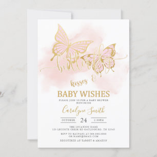 Plantilla de invitación a Baby Shower con mariposa