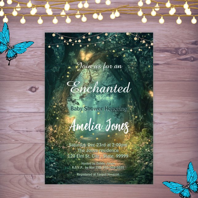 Plantilla de invitación a Baby Shower de bosque en (Subido por el creador)