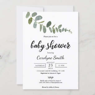 Plantilla de invitación a Baby Shower de Eucalyptu