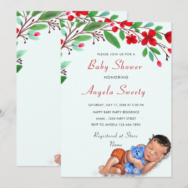 Plantilla de invitación a Baby Shower para dormir (Anverso / Reverso)