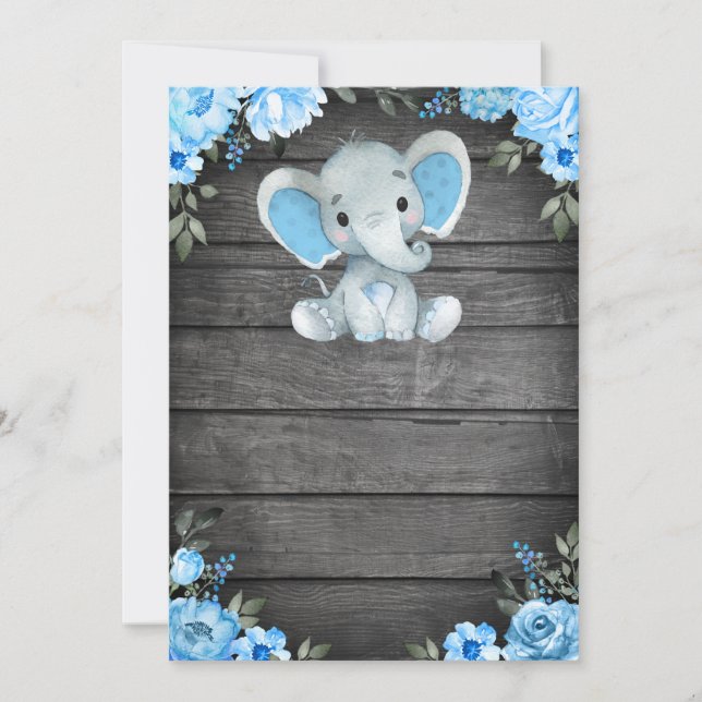 plantilla de invitación a Baby Shower para elefant (Anverso)