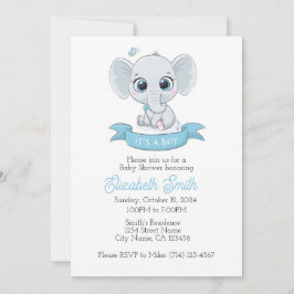 Plantilla de invitación a Baby Shower para elefant