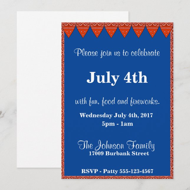 Plantilla de invitación a Bandana Roja (Anverso / Reverso)