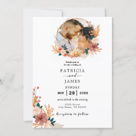 Plantilla de invitación a boda de flores silvestre