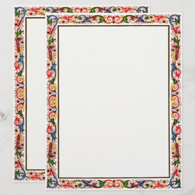 Plantilla de invitación a boda floral árabe-italia (Anverso / Reverso)