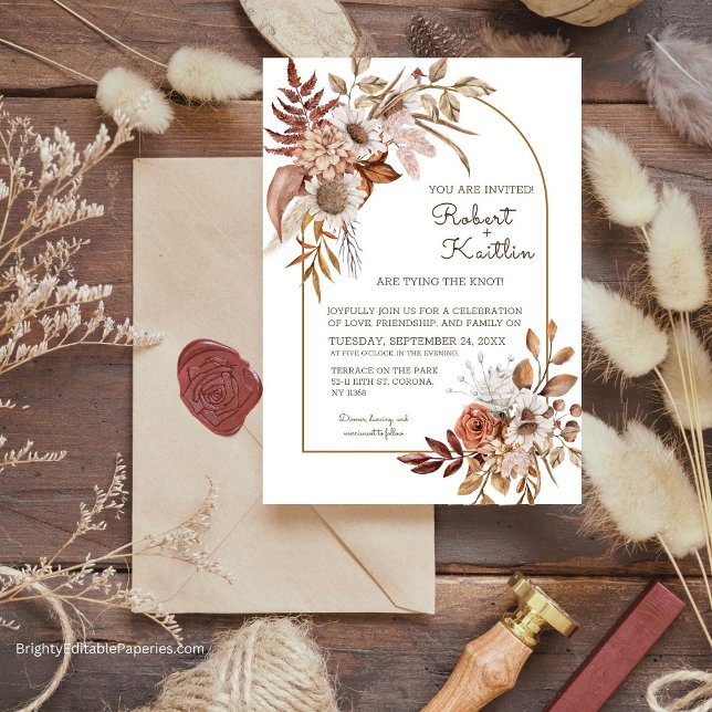 Plantilla de invitación a bodas (Rustic Charm  Boho Wedding Invites)