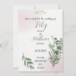 Plantilla de invitación a bodas beige y rosa