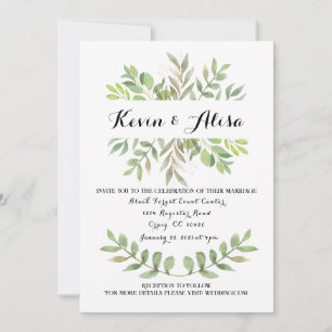 Plantilla de invitación a bodas botánicas