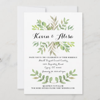 Plantilla de invitación a bodas botánicas