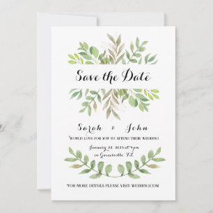 Plantilla de invitación a bodas botánicas