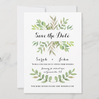 Plantilla de invitación a bodas botánicas