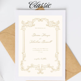 Plantilla de invitación a bodas de color beige vin