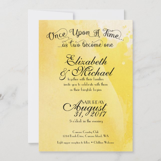 Plantilla de invitación a bodas de cuento de hadas (Anverso)