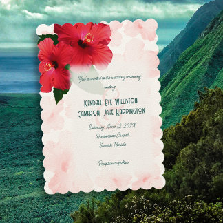 Plantilla de invitación a bodas de flores de Hibis