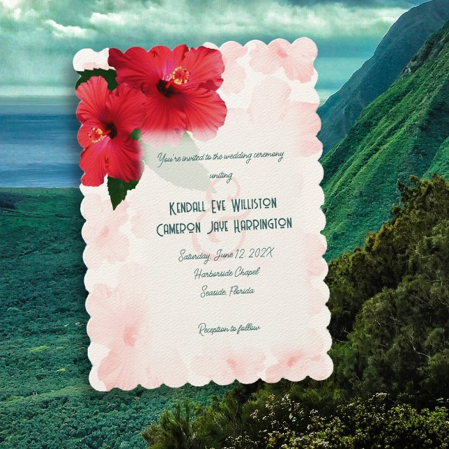 Plantilla de invitación a bodas de flores de Hibis (Subido por el creador)