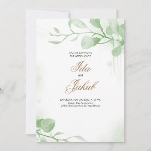 Plantilla de invitación a bodas de verde