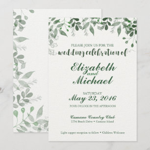 Plantilla de invitación a bodas de verde