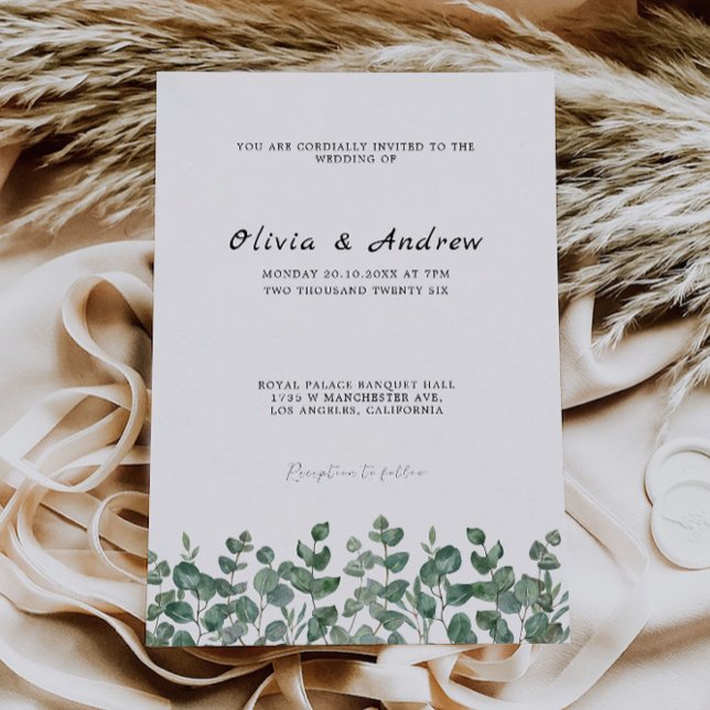 Plantilla de invitación a bodas de verde (Greenery Wedding Invitation Template)