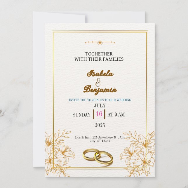 Plantilla de invitación a bodas rústicas (Anverso)