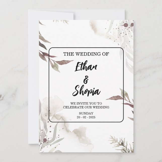 Plantilla de invitación a bodas rusticas - Persona (Anverso)