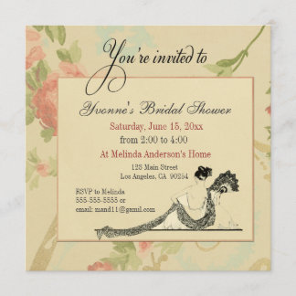 Plantilla de invitación a duchas nupciales antigua