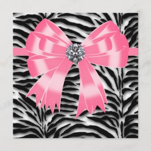 Plantilla de Invitación a Fiesta con Cebras Rosa y