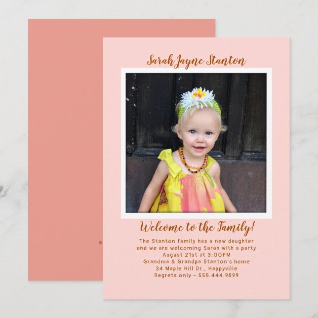 Plantilla de invitación a Fiesta de adopción por c (Anverso / Reverso)