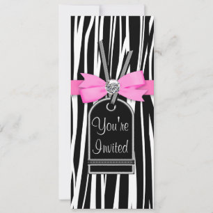 Plantilla de Invitación a Fiesta de Cebra Rosa Bri