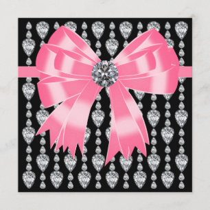 Plantilla de Invitación a Fiesta de Diamantes Rosa