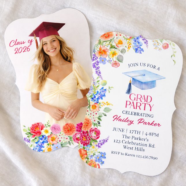Plantilla de Invitación a Fiesta de Graduación Flo (Subido por el creador)