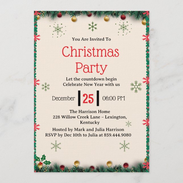 Plantilla de Invitación a Fiesta de Navidad Modern (Anverso)