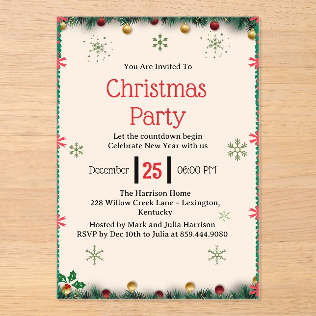 Plantilla de Invitación a Fiesta de Navidad Modern (Anverso)
