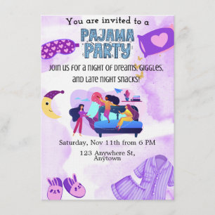 Plantilla de invitación a fiesta de pijamas