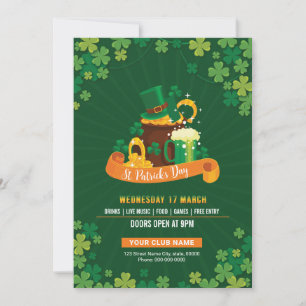Plantilla de invitación a fiesta de San Patricio