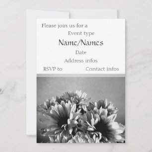 Plantilla De Invitación A Flores Negra Y Blanca